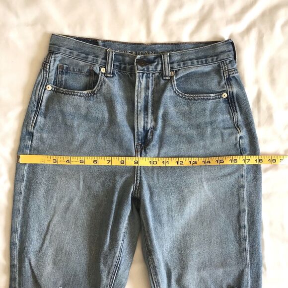 American Eagle 90s Jeans Womens 2 Mom Jean Destroyed Stretch Denim Distressed - Picture 11 of 12